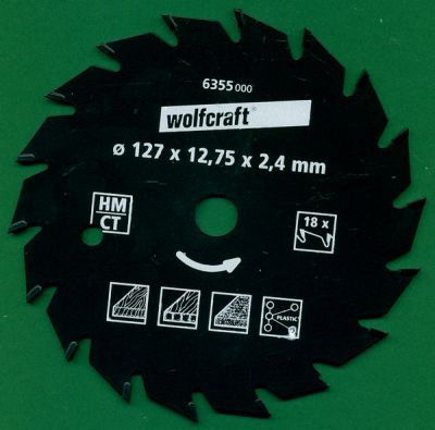 wolfcraft Serie grün Handkreissägeblatt HM Wechselzahn antihaftbeschichtet Ø 127 mm, Bohrung 12,75 mm (1/2)