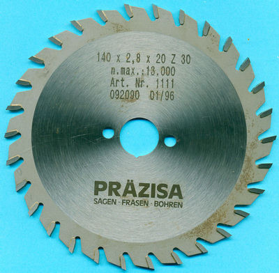 Präzisa 132 x 2,8 x 20 mm Kreissägeblatt 12 F Typ F Hartmetall Holz Sägeblatt 