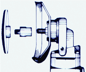 Die Montage der Kaindl ZrSiO4 Hochleistungs-Schleifscheibe auf einem Winkelschleifer mit Gewinde M10